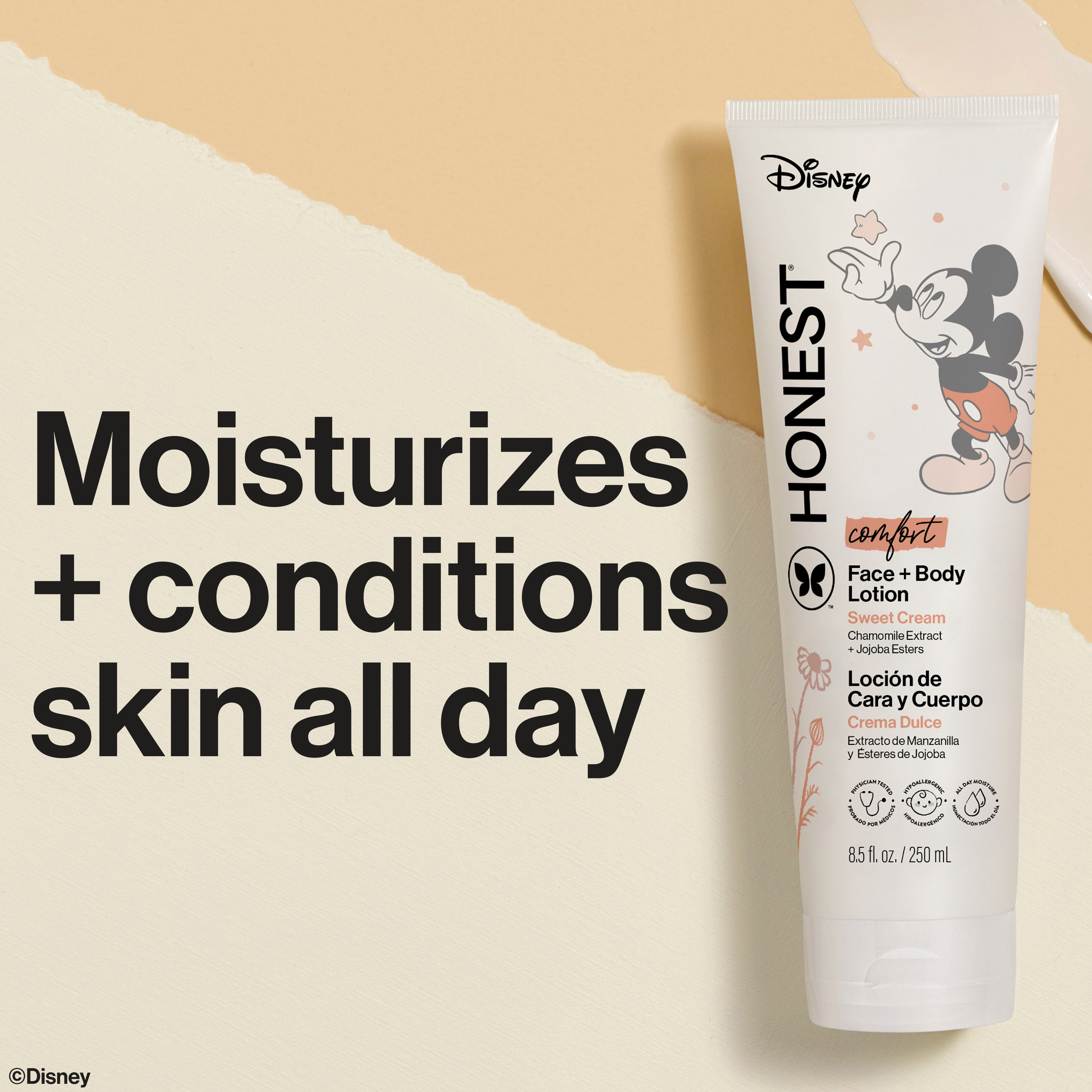 (2 pack) The Honest Company Moisturizing Face & Body Lotion, Disney Mickey Mouse Sweet Cream, 8.5 fl oz