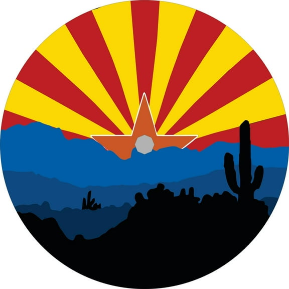 Tire Cover Central Arizona Flag Desert Black Vinyl (Select Size/Camera in Menu) 255/70r18 Center Camera