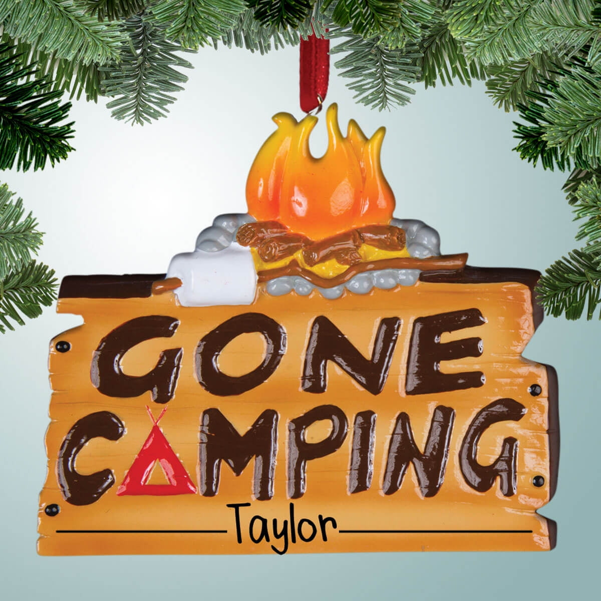 Personalized Gone Camping Sign Christmas Ornament - Camp - Family Trip