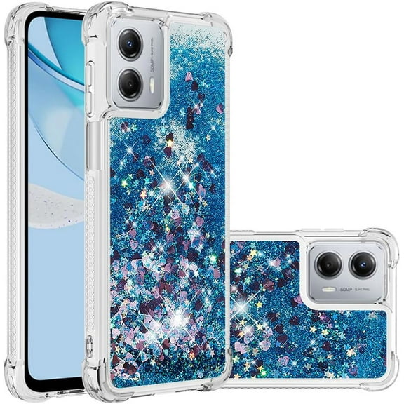 Slim Fit Phone Case for Motorola G 5G 2023,Soft TPU Glitter Liquid Quicksand Effect Silicone Stylish Case,Screen and Camera Protection Cover for Moto G 5G 2023,LSWT Blue