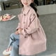 thumbnail image 4 of Cowsor Girls Long Trench Coat Double Breasted Oversized Windproof Classic Lapel Fall Overcoat, 4 of 7