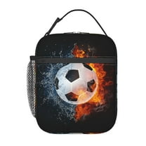 Soccer Water Fire Insulated Lunch Bag For Women Men, Portable Leakproof Tote Cooler Meal Bag, Reusable Lunch Box For Work/Office/Picnic/Travel
