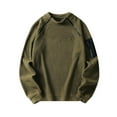thumbnail image 3 of Momasggi Big and Tall Fleece Sweatshirts for Men Oversized Zip Crewneck Sweatshirt Loose Comfy Long Sleeve Pullover Tops Fall Winter Warm Sweatshirt Army Green 6XL, 3 of 9