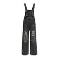 thumbnail image 4 of ABATAB Jean Overalls for Women Wide Leg Baggy Stretchy Denim Clothing Button Adjustable Strap Ripped Casual Loose Fit Overall Jumpsuit, 4 of 7