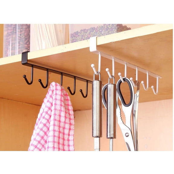 Latrodar Cups Holder Storage Rack Wall-Mounted Mug Holder Hanging Rack Drilling Free Home Storage Hooks for Pots Spoons Spatulas Pans Cutting Board Holder Kitchen Utensil Cooking Accessories 1PC