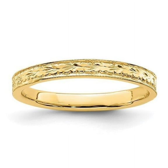 Finest Gold 14K Yellow Gold Polished Floral Band - Size 7