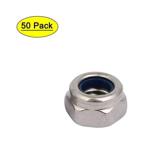 M5 Thread Dia 304 Stainless Steel Self-locking Nylon Insert Lock Hex Nut 50pcs