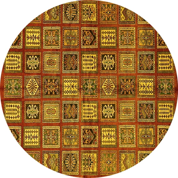 Ahgly Company Indoor Round Southwestern Yellow Country Area Rugs, 7' Round