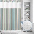 thumbnail image 2 of No Hook Shower Curtain, Light Blue Striped Shower Curtains for Bathroom with See Through Top Window, Farmhouse Thin Line Modern Abstract Art Waterproof & Washable Bath Curtain Stall 48"x72", 2 of 9