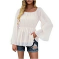 thumbnail image 1 of Pompotops Mode Femmes Décontracté Slim Pullovers Manches Longues Col Carré Col Rond Tops, 1 of 8