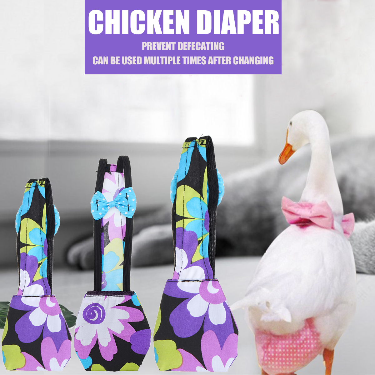 3 Sizes Adjustable Pet Diaper Nappy Poultry Cloth for Goose Duck Hen