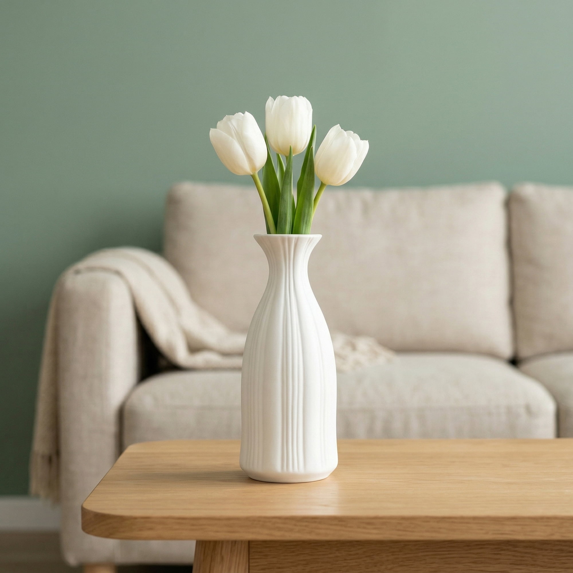 Unique Bargains Slim Ceramic Bud Decorative Vases for Desktop White 2.4"L x 2.4"W x 7.1"H