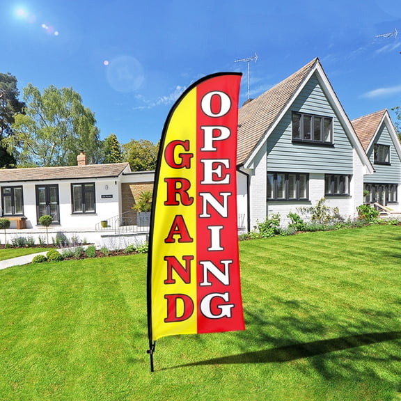 QSUM Grand Opening Feather Flag Kit,7FT Grand Opening Advertising Banner, Grand Opening Business Signs