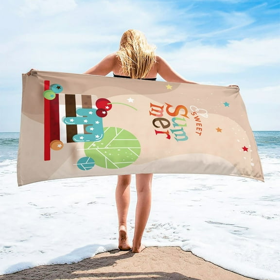 LHNFT Summer Oversized Microfiber Beach Towel - 30 x 60 Inch Extra Large Pool Towel, Soft Absorbent Beach Towel, Plush Cotton Bath Towels, Thick Swim Towel for Adults on Clearance