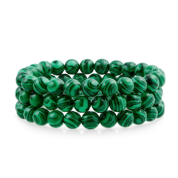 Gemstone Set Of 3 Honey Yellow Jade Quartz Round Bead Ball 8MM Stacking Stretch Bracelet for Women Teen Unisex Strand