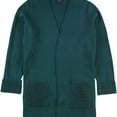thumbnail image 2 of ALFANI Womens Teal Pocketed Embellished Long Sleeve Open Cardigan Wear To Work Sweater S, 2 of 3
