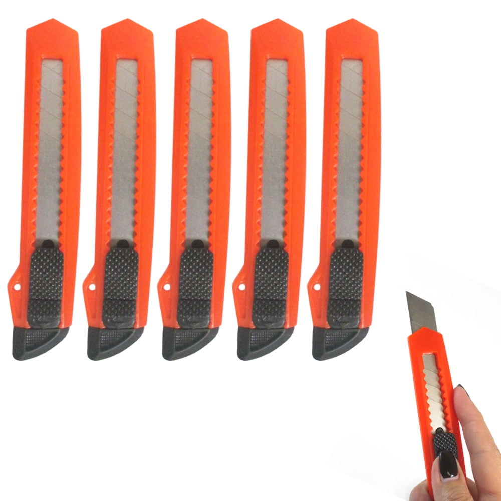5 Retractable Utility Knife Box Cutter Snap Off Lock Razor Blade