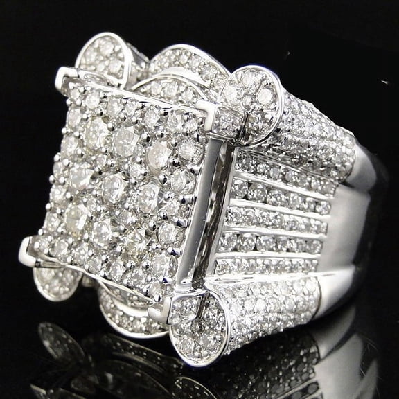 Men's White Full Diamond Classical Roman Ring