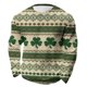 thumbnail image 2 of Ceisia Men's St. Patrick's Day Clover & Fair Isle Print Waffle Knit Long Sleeve Crew Neck Casual Top Brown XXL Gifts, 2 of 8