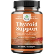 Natures Craft Herbal Thyroid Support Complex with L-Tyrosine & Ashwagandha for Mood & Energy, 60 Ct