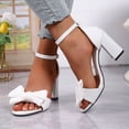 thumbnail image 4 of Xfvqtps Womens Bow Ankle Strap Sandals Block Heel Open Toe Shoes for Party Casual Outing Adjustable Buckle Comfortable, 4 of 9