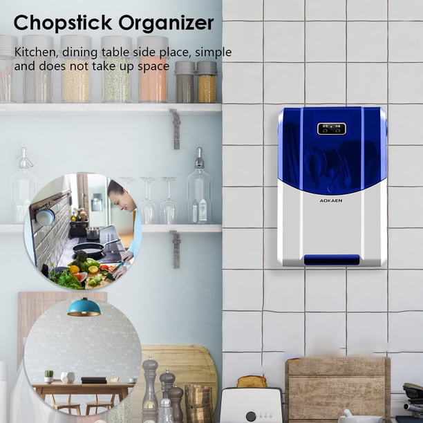Soporte para palillos desinfectantes Dispositivo de cocina para el hogar a prueba de polvo (Azul)