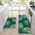 thumbnail image 3 of Kitchen Rugs Set of 2, Green Leaf Non-Slip Kitchen Mats, Soft and Absorbent Bath Mats for Floor, Washable Bath Rugs Non Skid for Bedroom, Front Door, Kitchen, Natural Leaf, 18"x 30" +18"x 47", 3 of 6