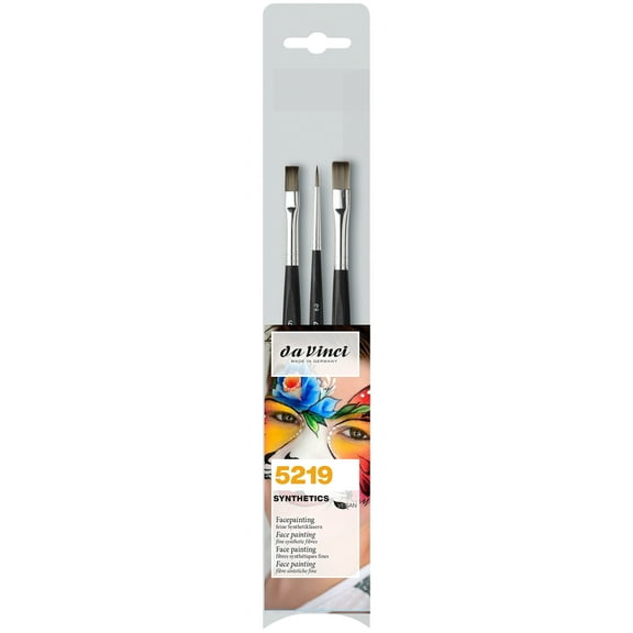 da Vinci SYNTHETICS Facepainting Brushes, Acrylic & Tempera, Assorted, 3 Brush Set