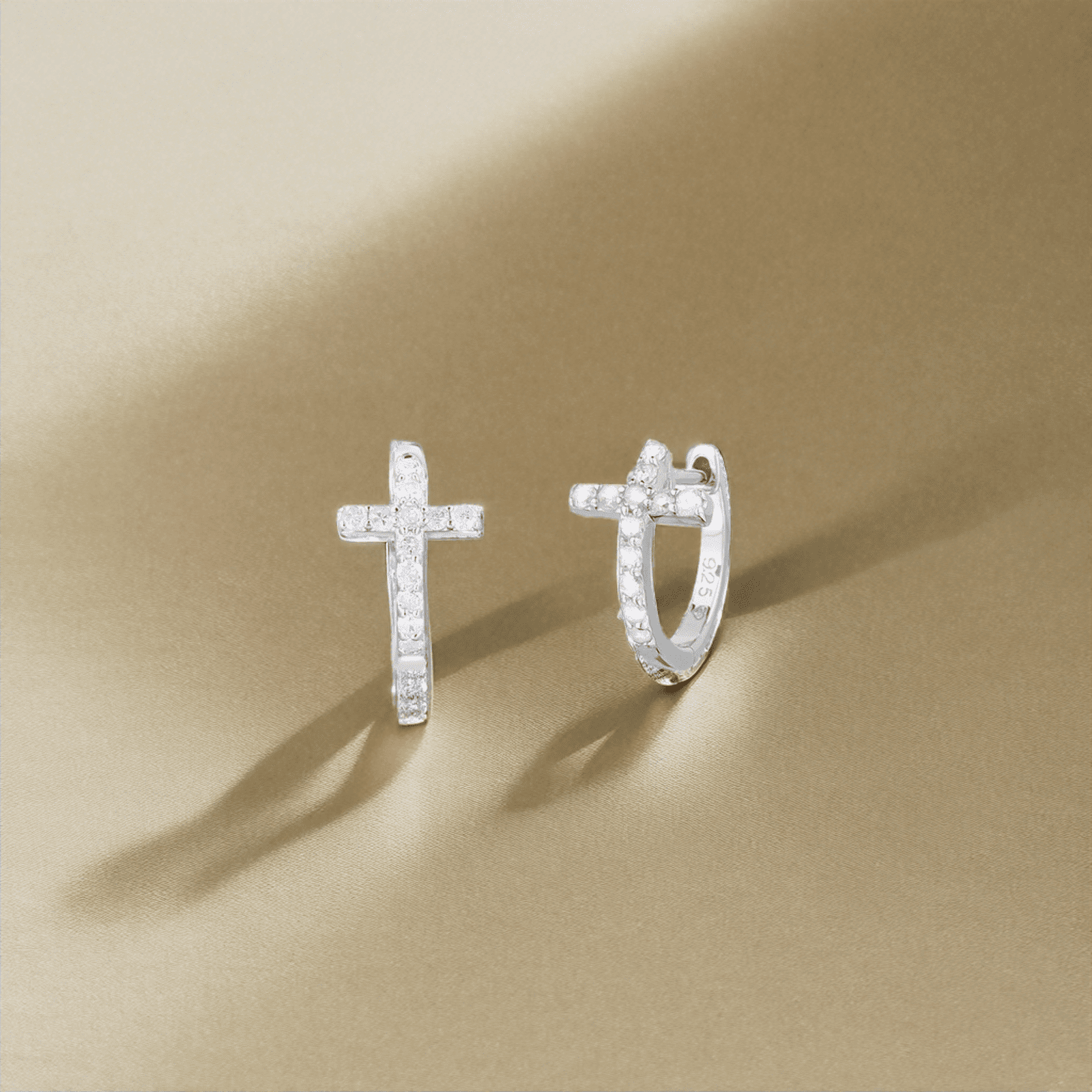 Natalia Drake 1/4 Cttw Diamond Cross Hoop Earrings for Women in Rhodium Plated Sterling Silver