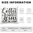 thumbnail image 3 of Throw Pillow Covers Set of 2 18x18 in Coffee Gets Me Started Jesus Keeps Me Going Decorative Pillow Cases Cushion Cover for Living Room Bedroom Sofa, 3 of 6