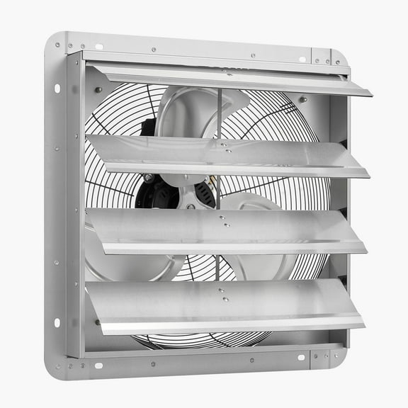 KFFKFF 18-inch Wall-Mounted Shutter Exhaust Fan, Durable Steel Build, 2200 CFM Airflow, Quiet Operation for Ventilation in Sheds, Garages, and Greenhouses, Silver