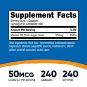 Nutricost فيتامين D2 الملحق (2000 IU) 240 كبسولة - غير المعدلة وراثيا، خالية من الغلوتين، اختبار طرف ثالث
