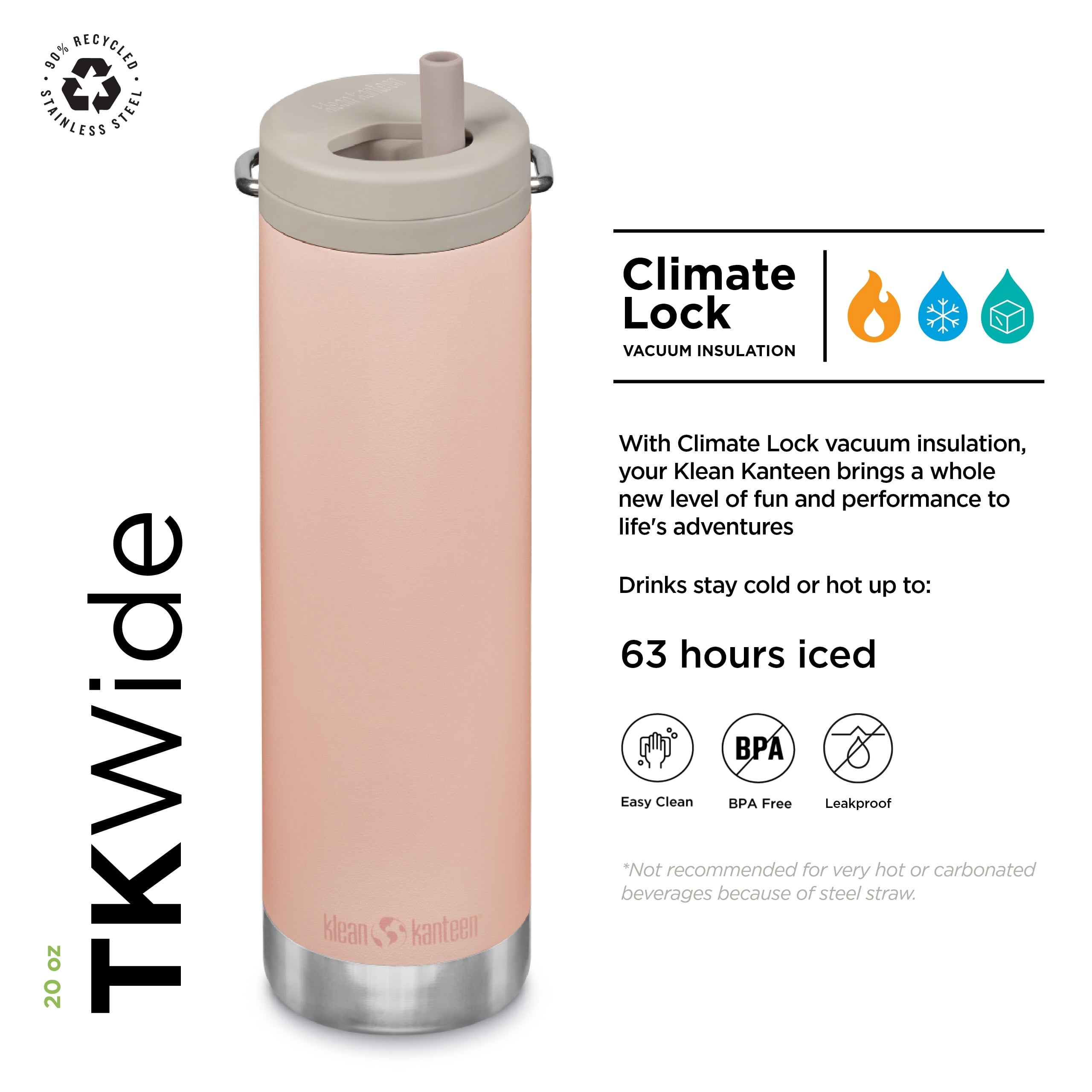 20oz TKWide Insulated Water Bottle with Twist Cap - Peach Parfait