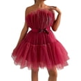 thumbnail image 3 of Vestido de tul para mujer Vestido corto sin mangas Vestido de fiesta sin tirantes de princesa de malla sólida_y-Light coral-38 Bolígrafo Bolígrafo Bolígrafo de papelería, 3 of 4