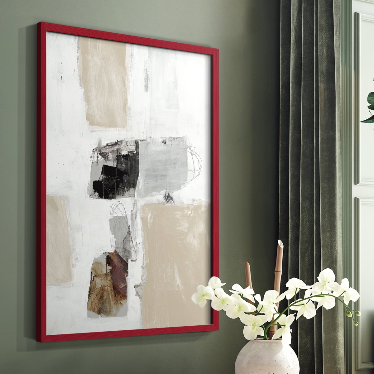 Watch from the Window III V30 Framed Print in Red Solid Wood 8 x 10 Framed Print