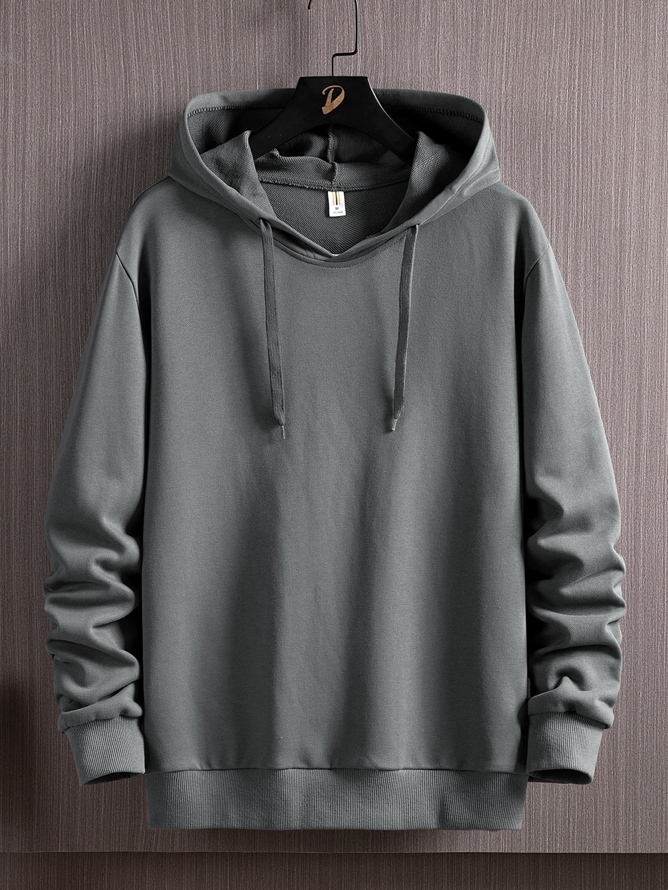 Men High Low Hem Drawstring Hoodie 