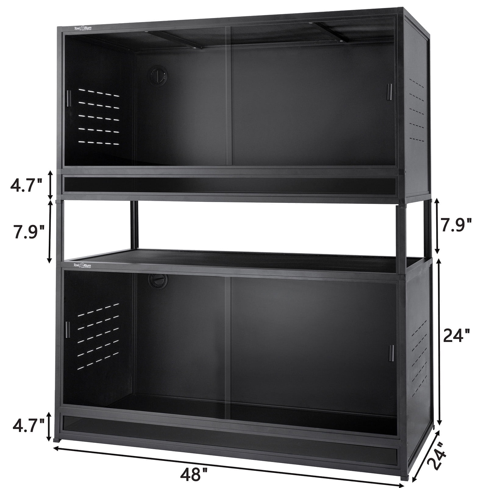2-Tier 4x2x2 PVC Reptile Enclosure System, 2-Pack 120 Gallon Habitats with Sliding Glass Doors for Bearded Dragons, Lizards and Snakes