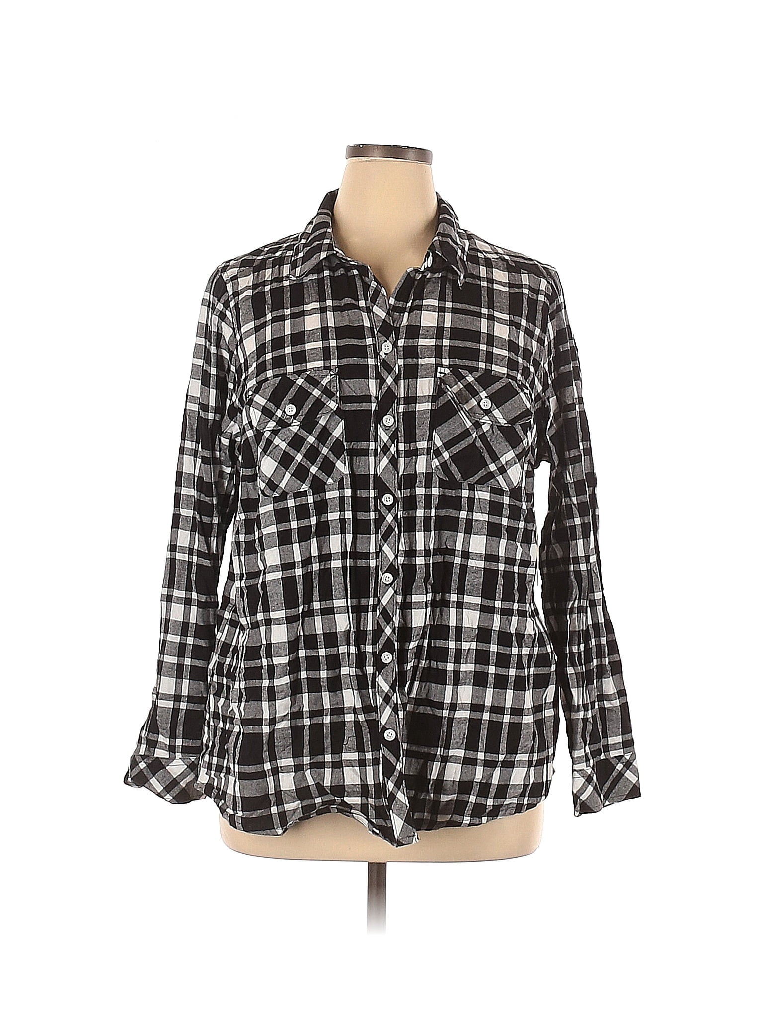 Long Sleeve Button-Down Shirt - Walmart 