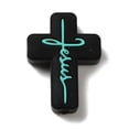 thumbnail image 3 of Silicone Beads with Word Jesus 30x22x8mm Hole: 2.5mm Black, 3 of 3