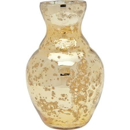 Decor Vases Vintage Mercury Glass Vase (5.5-Inch, Evelyn Classic Design, Gold) - Decorative Flower Vase - For Home Decor, Party Decorations, and Wedding Centerpieces ()