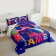 thumbnail image 3 of Manfei Blue Game Console Queen Comforter Set,Gamer Gaming Bedding Sets,Watercolor Splatter Ink Bedding Comforter Set For Boys,Breathable Bedroom Decorative Reversible,3pcs, 3 of 8