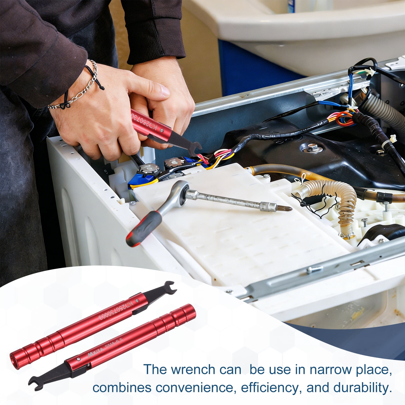Uxcell Torque Wrench for RF Connector Opening 6.5mm (1/4") 9 in lbs (1 Nm) Alloy Steel Convertor Portable Spanner for Professionals Industry Red