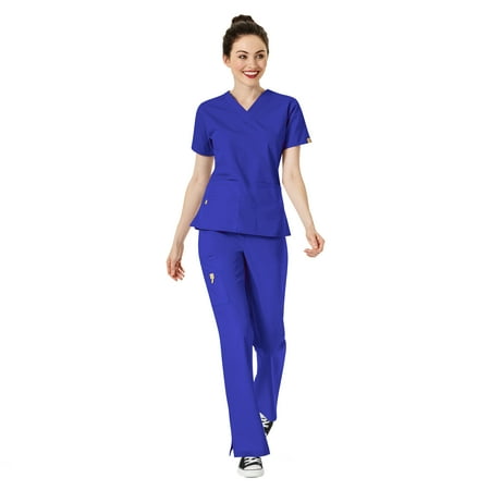 

WonderWink Origins Women s The Bravo 5-Pocket Top & Romeo Flare Pant Scrub Set