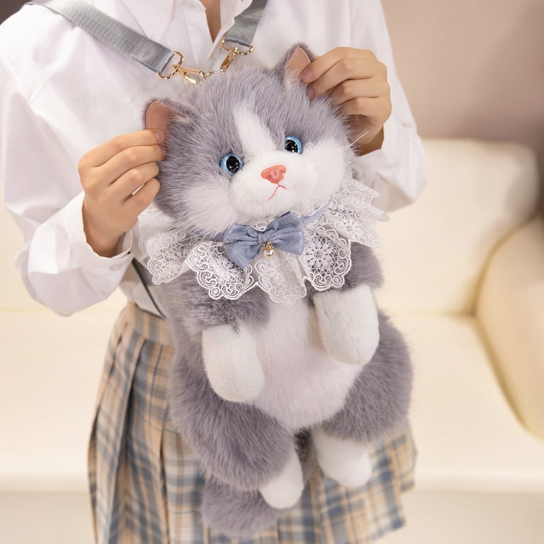 Realistic Stuffed Cat Shaped Backpack Plush Handcrafted Adjustable Straps Women Amazon.com: Chongker Stuffed Animals Backpack - Cute Cat  main image 4