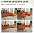 thumbnail image 6 of Magic Home 138.6" Modular Sectional Sofa with Movable Ottomans, Modern Flannel Fabric Deep Seat U-Shaped Cloud Couches Orange Couch for Living Room, Apartment, Office, 6-Seat, Orange, 6 of 12