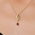 thumbnail image 3 of Gem Stone King 14K Yellow Gold Red Garnet and Lab Grown Diamond Pendant Necklace for Women | 0.60 Cttw | Gemstone January Birthstone | Oval 6X4MM | With 18 inch Chain, 3 of 6