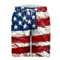 thumbnail image 3 of Chiccall Mens Shorts 4th of July Patriotic Graphic Shorts Drawstring Elastic Waist Summer Beach Swim Trunks with Pockets, 3 of 5
