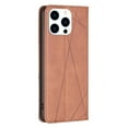 thumbnail image 3 of Case for iPhone 16 Pro Max,Rhombus Pattern Flip Wallet Leather Case with Card Holder Magnetic Closure Shockproof Kickstand Protective Phone Cases Cover,Brown,For iPhone 16 Pro Max, 3 of 10