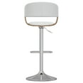 thumbnail image 6 of Simpli Home Lowell Mid Century Modern Adjustable Swivel Bar Stool in White Faux Leather, 6 of 12