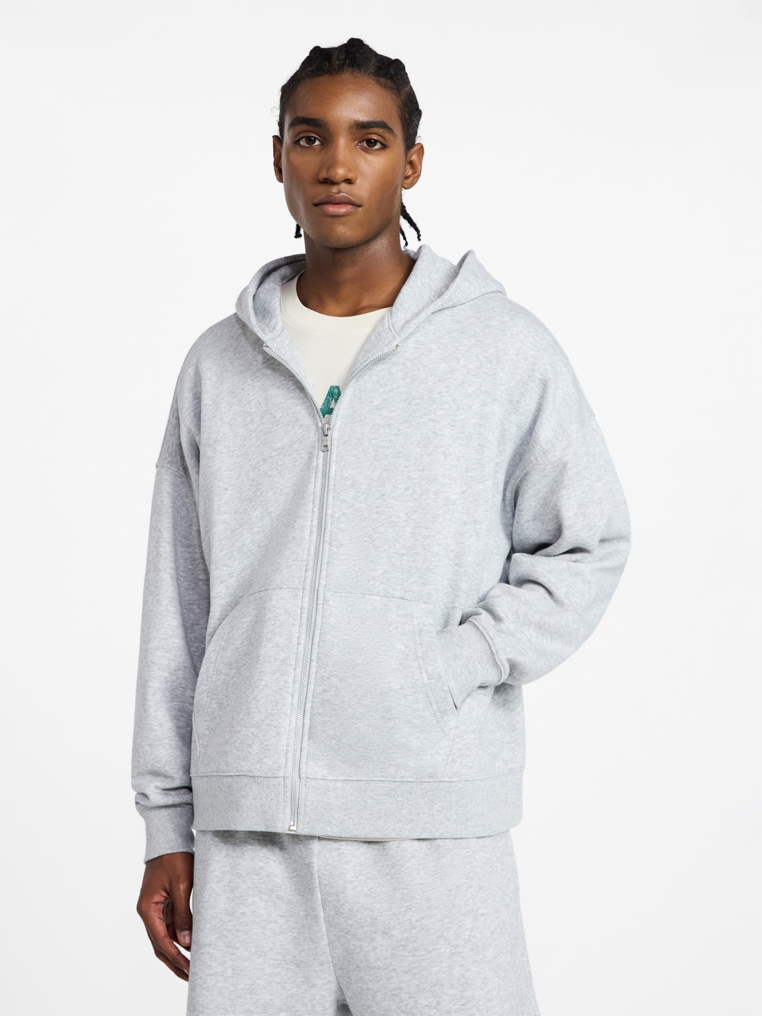 No Boundaries Zip Hoodie with Long Sleeves, Men's XS-4XLT